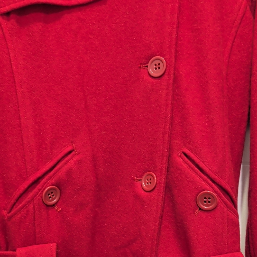 Women's Raspberry Colored Double-Breasted Coat - image 5